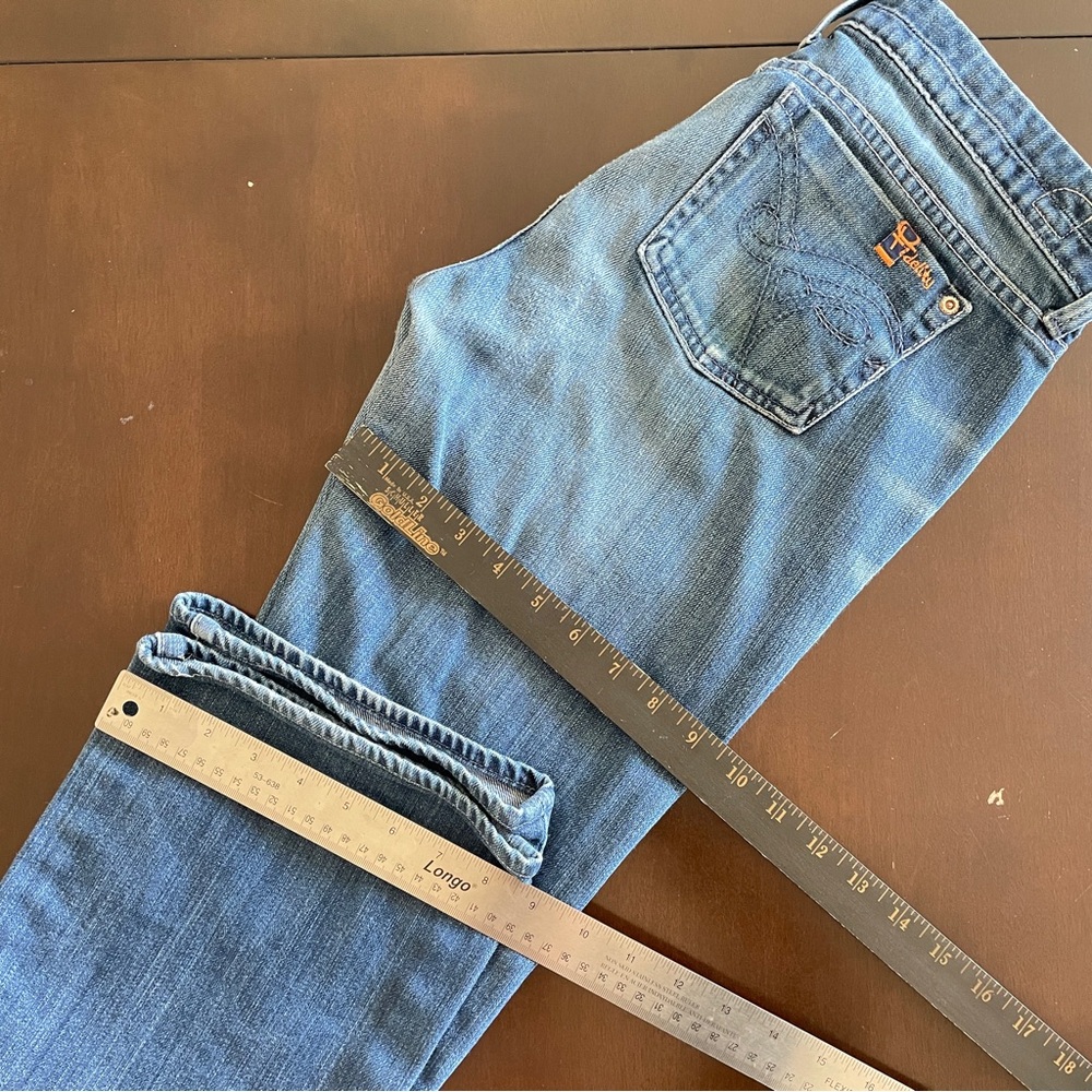 Anthropologie FIDELITY DENIM Japan Rose Skinny Flare Blue Water Sapphire Jean - Picture 11 of 13